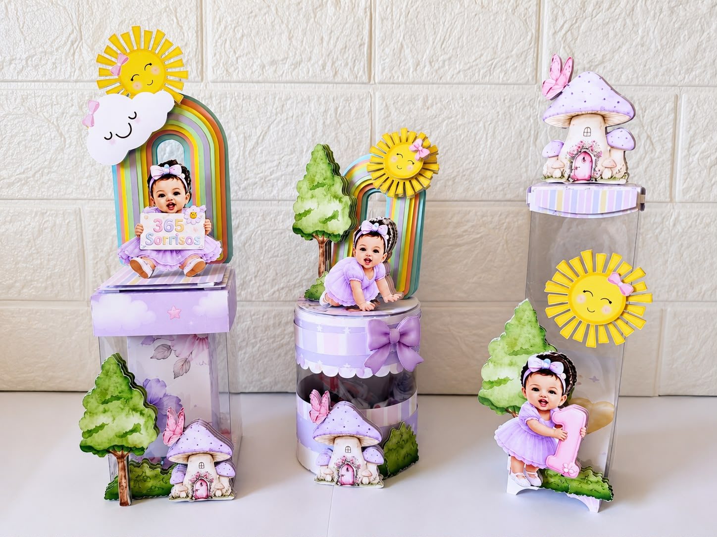 Composição de peças para festa com tema Jardim Encantado